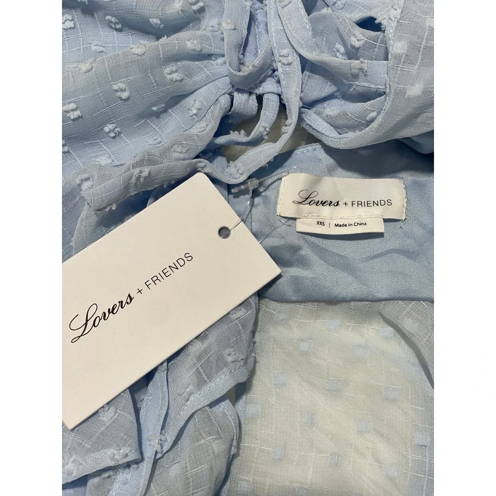NWT Lovers + Friends Lily Top V Neck Bell Sleeve Crop Blouse Sz XXS $160